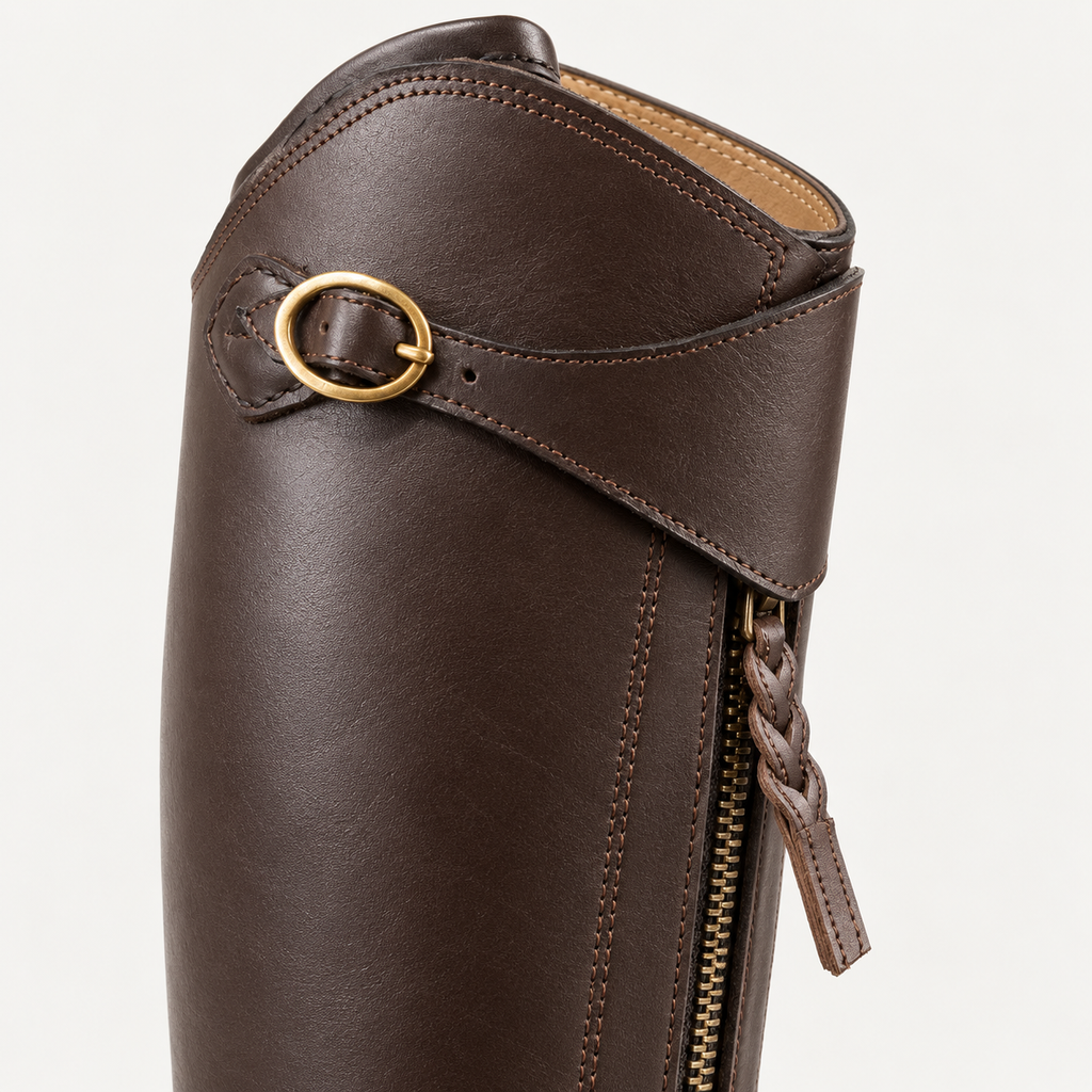 PGH Brunbraid — Brown Braided-Zip Polo Boots