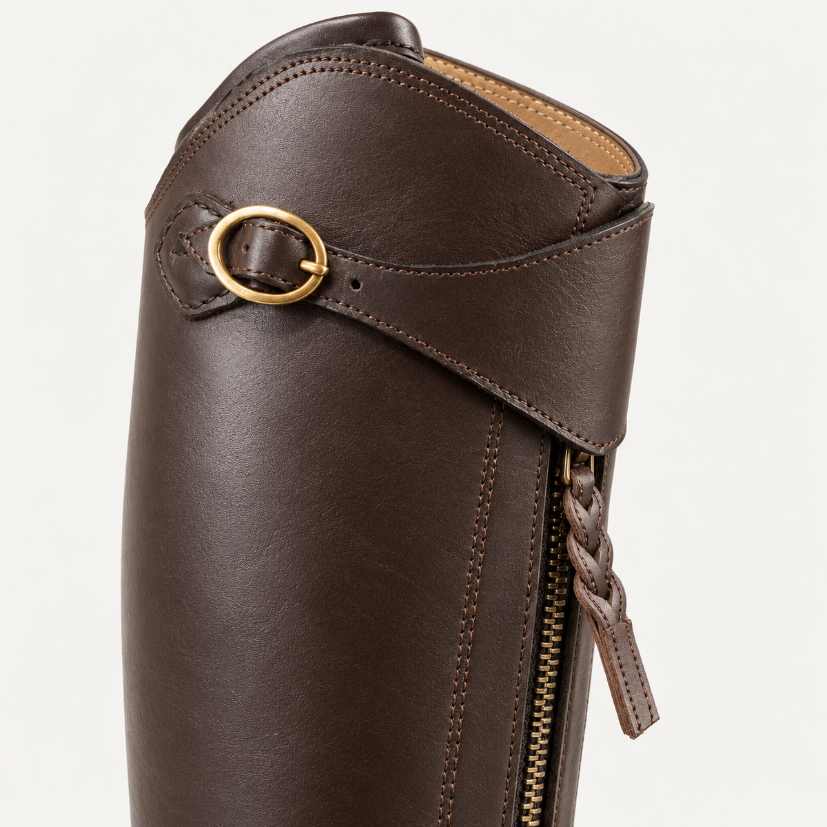 PGH Brunbraid — Brown Braided-Zip Polo Boots