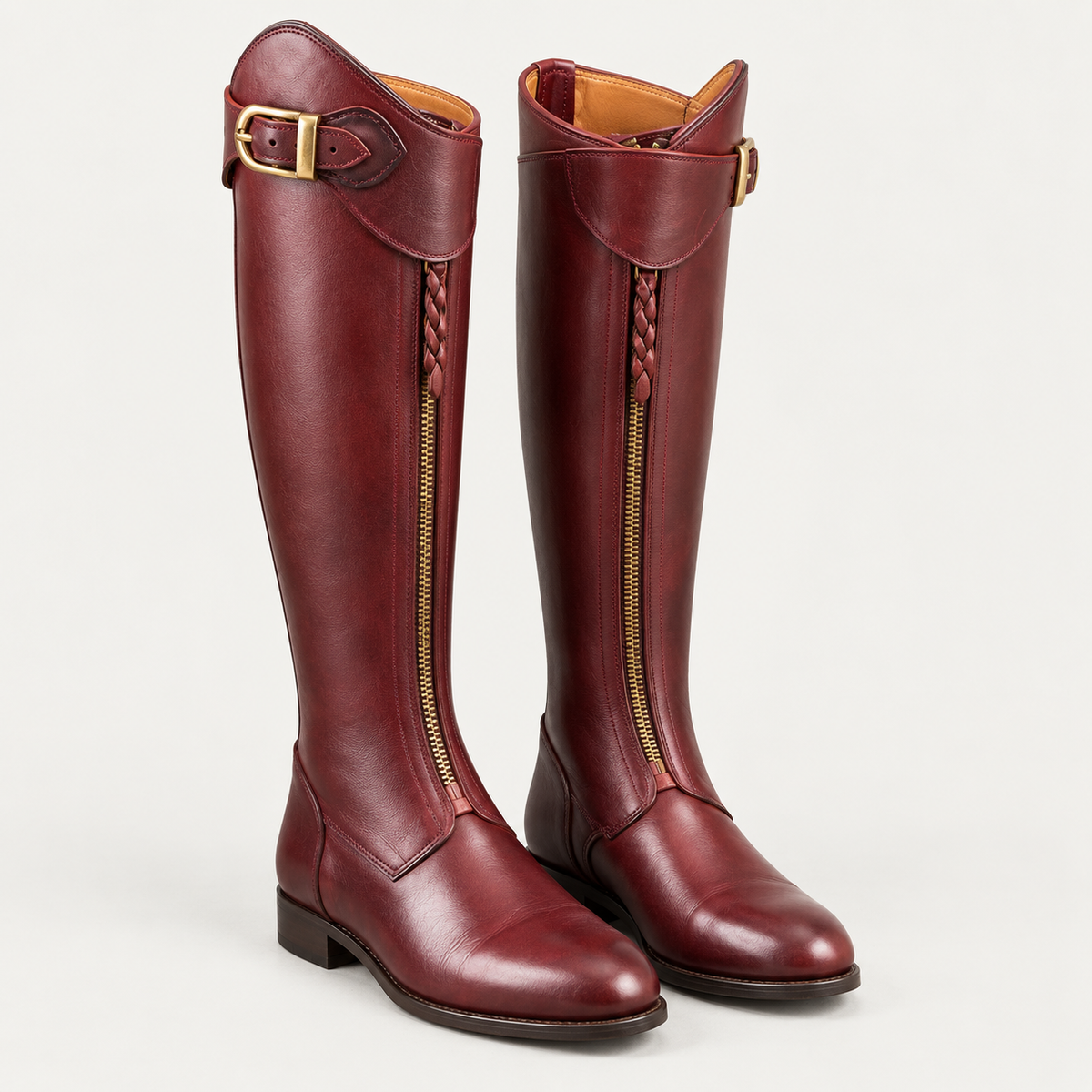PGH Winebraid — Burgundy leather Zip Polo Boots