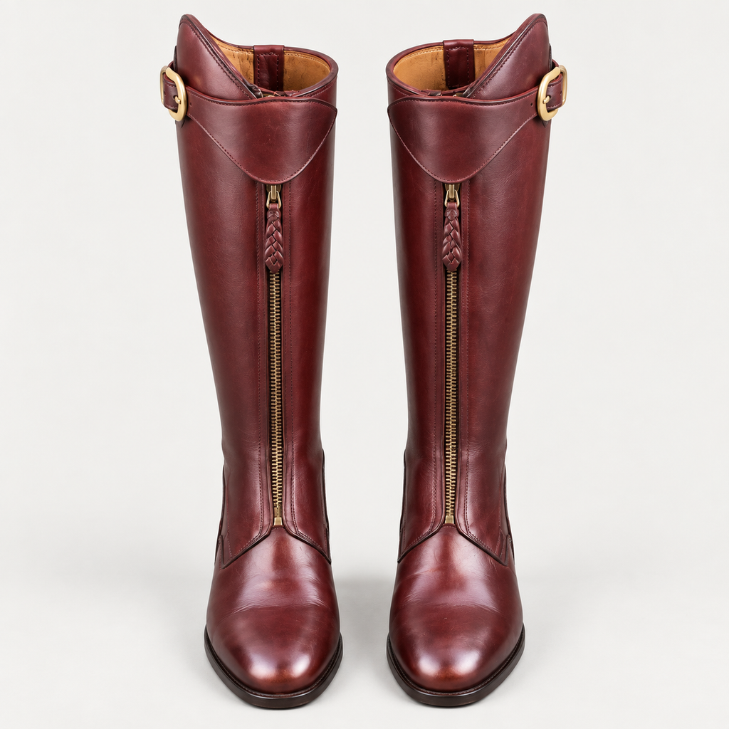 PGH Winebraid — Burgundy leather Zip Polo Boots