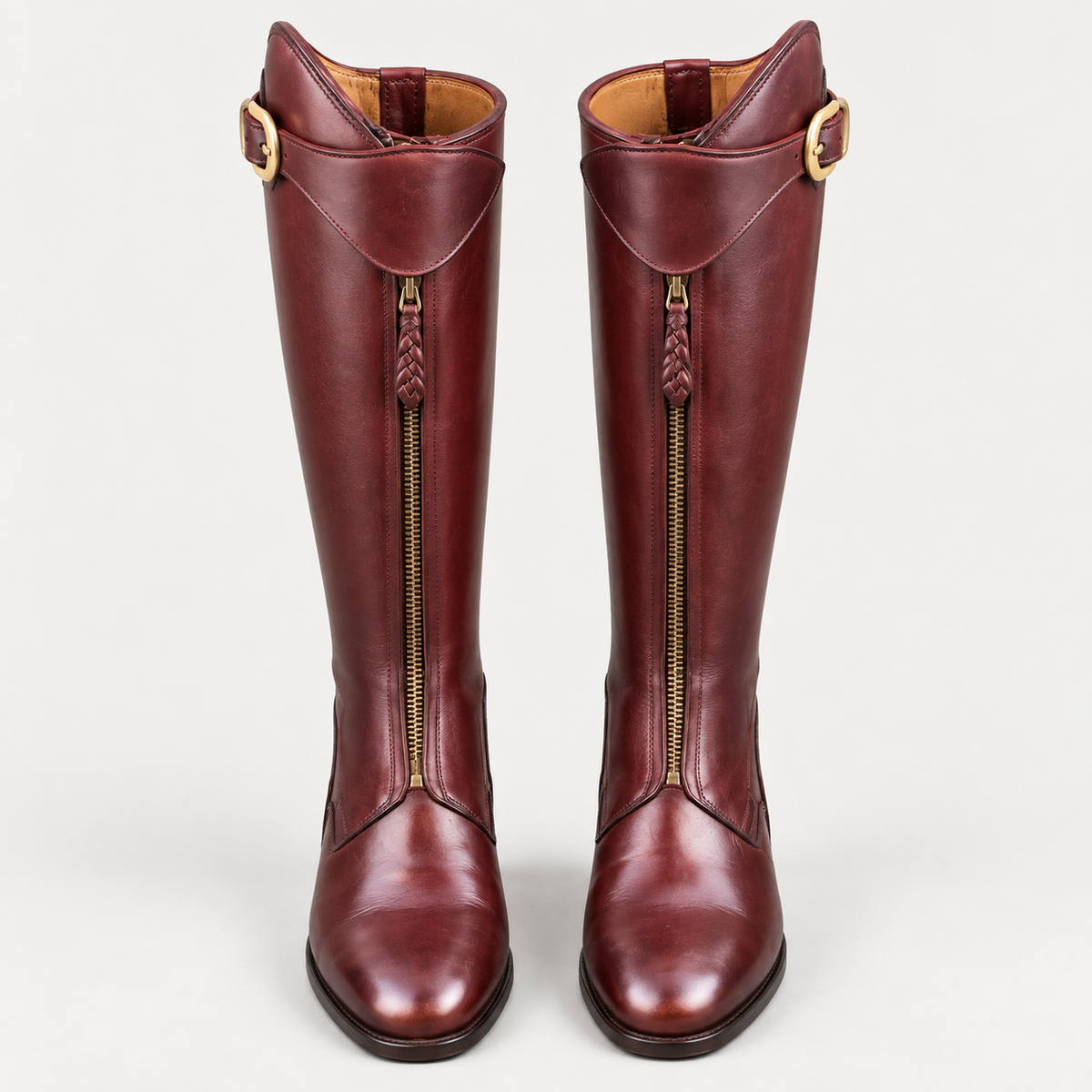 PGH Winebraid — Burgundy leather Zip Polo Boots