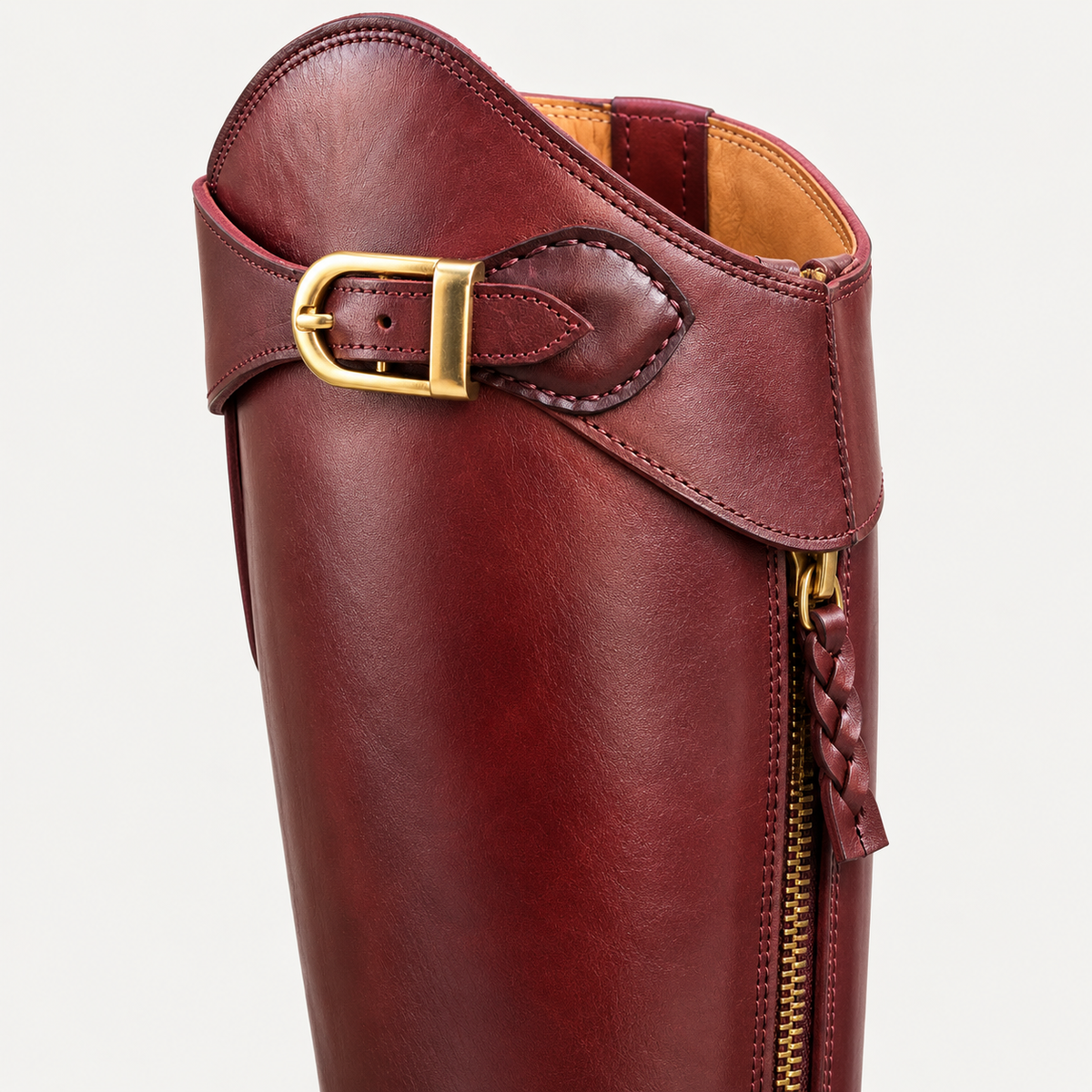 PGH Winebraid — Burgundy leather Zip Polo Boots