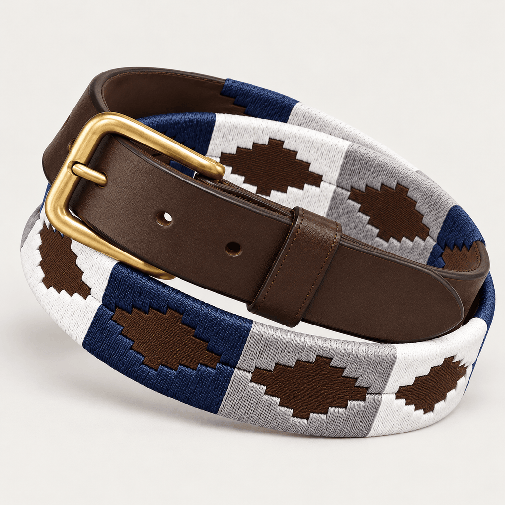 Navy, White & Grey Gaucho Polo Belt