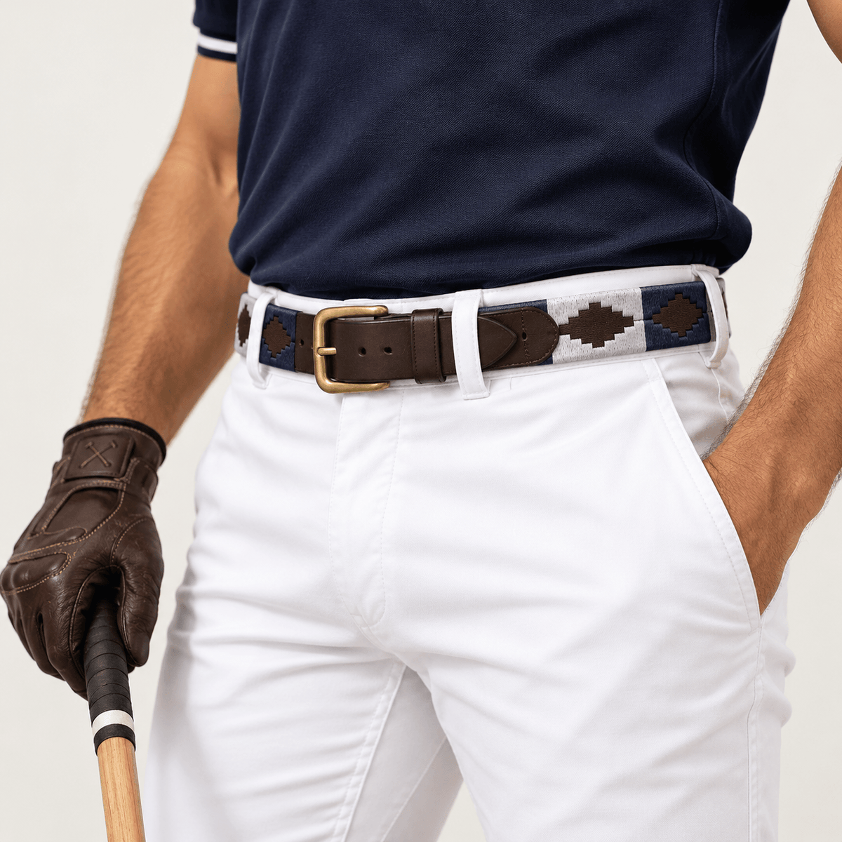 Navy, White & Grey Gaucho Polo Belt