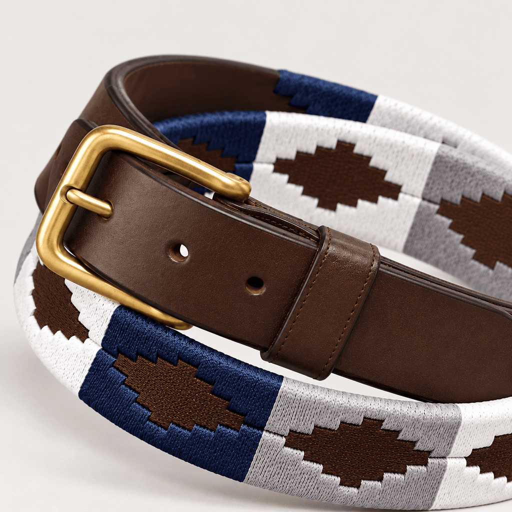 Navy, White & Grey Gaucho Polo Belt