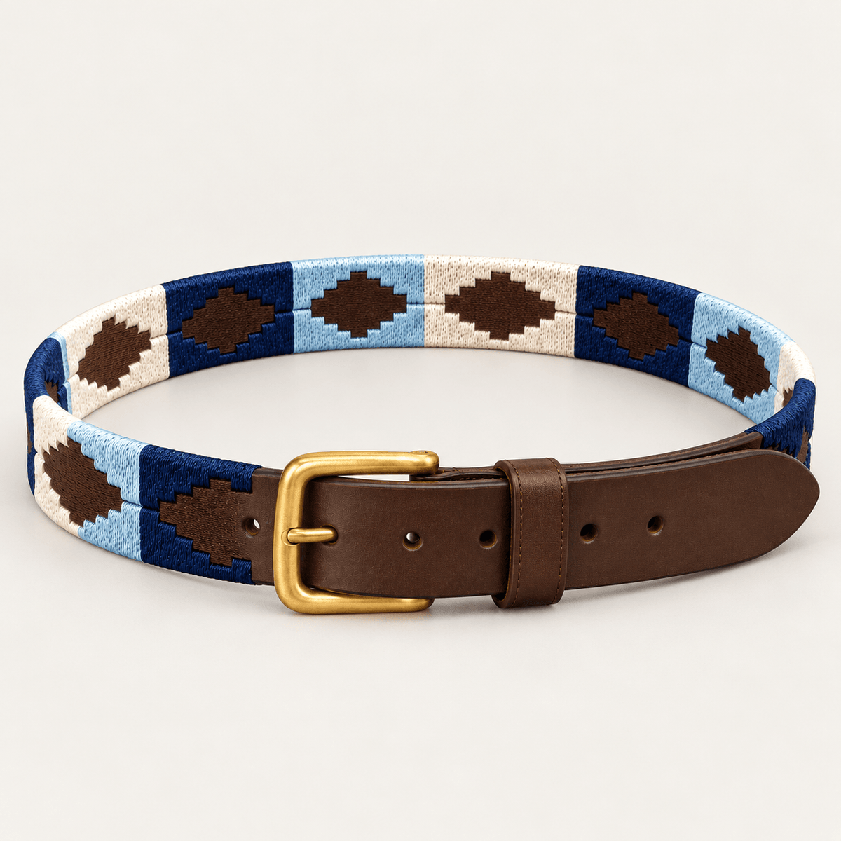 Navy, Sky Blue & Cream Handwoven Gaucho Polo Belt